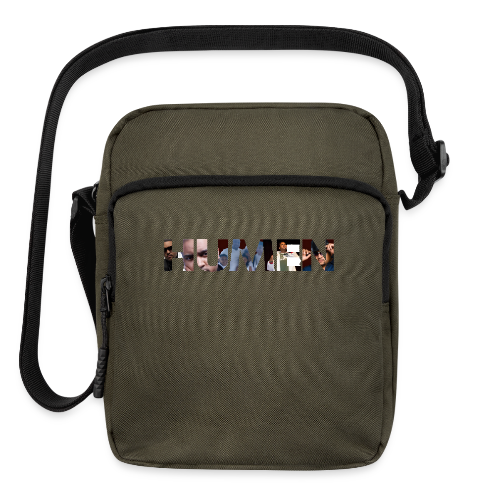The iconic "HUMEN" logo crossbody bag! Each letter tells a story, making this a wearable piece of art. - olive