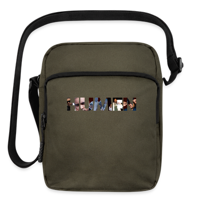 The iconic "HUMEN" logo crossbody bag! Each letter tells a story, making this a wearable piece of art. - olive