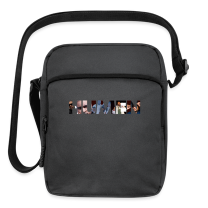 The iconic "HUMEN" logo crossbody bag! Each letter tells a story, making this a wearable piece of art. - charcoal grey
