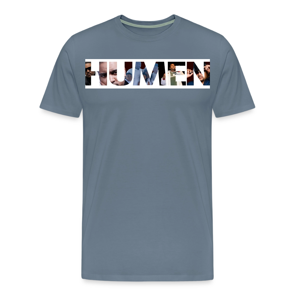 HUMEN Collage Logo Designer Tee - steel blue