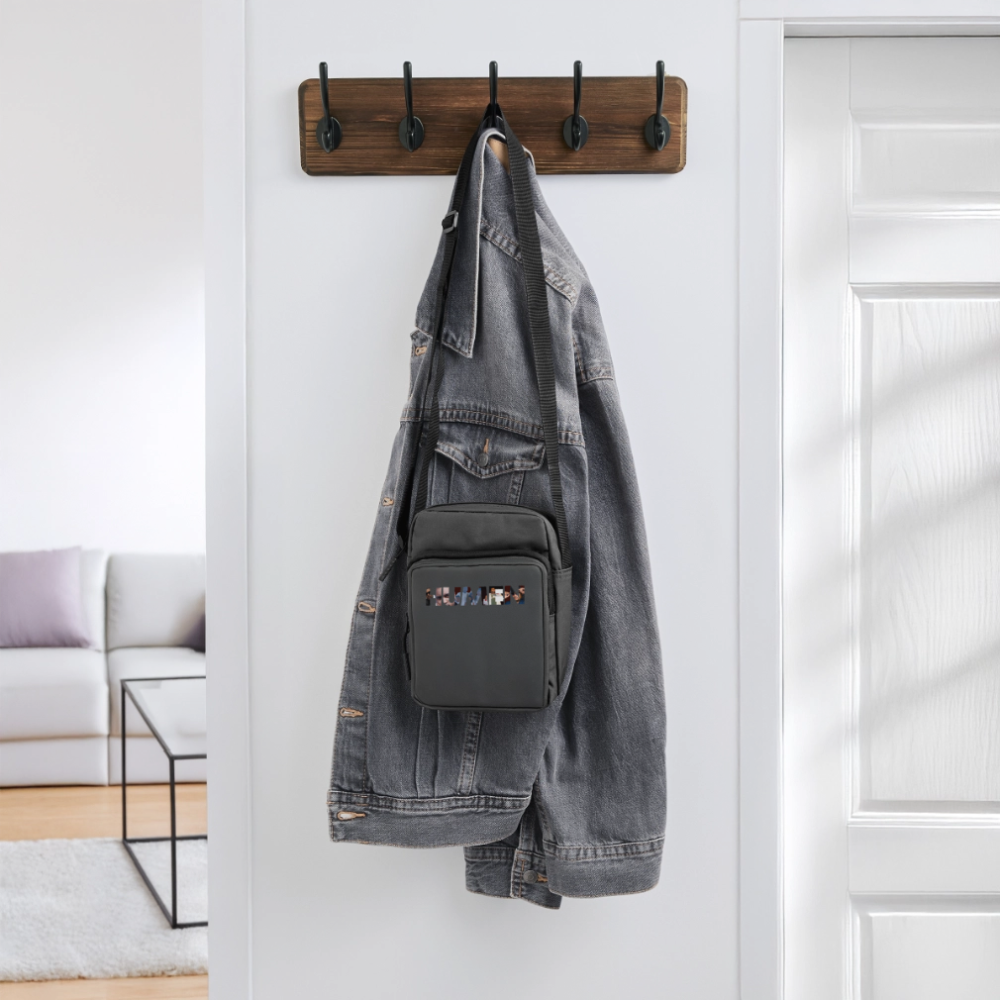 The iconic "HUMEN" logo crossbody bag! Each letter tells a story, making this a wearable piece of art. - charcoal grey