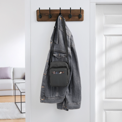 The iconic "HUMEN" logo crossbody bag! Each letter tells a story, making this a wearable piece of art. - charcoal grey