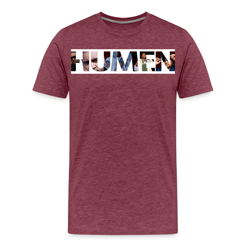 HUMEN Collage Logo Designer Tee - heather burgundy