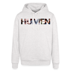 HUMEN Collage Logo – Designer Hoodie - cool heather grey
