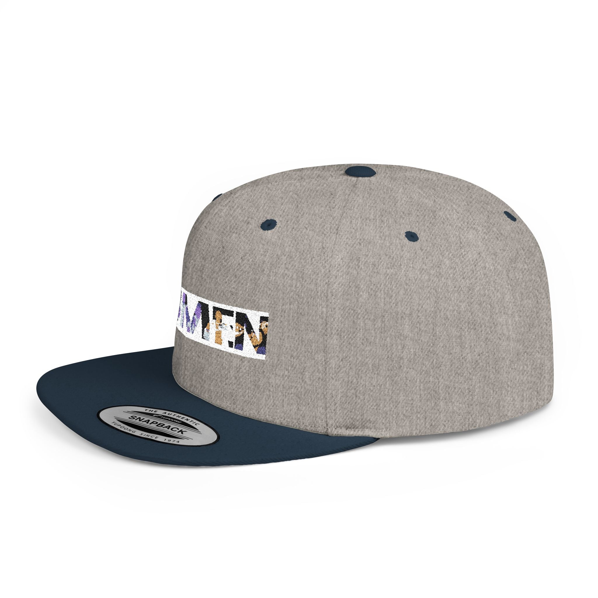 HUMEN Collage Logo Designer Flat Bill Snapback Hat - A nod to unity and self-expression.