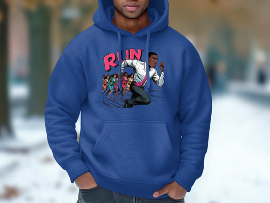 Run Print Hoodie Ideal for Casual Style
