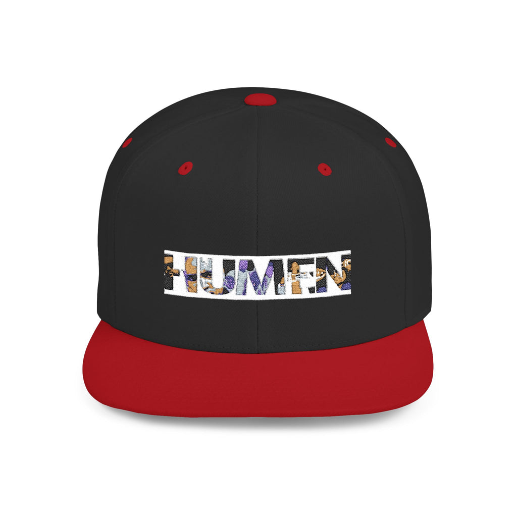 HUMEN Collage Logo Designer Flat Bill Snapback Hat - A nod to unity and self-expression.