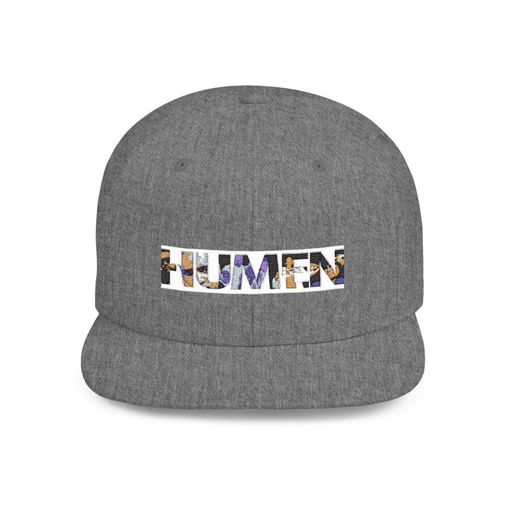 HUMEN Collage Logo Designer Flat Bill Snapback Hat - A nod to unity and self-expression.