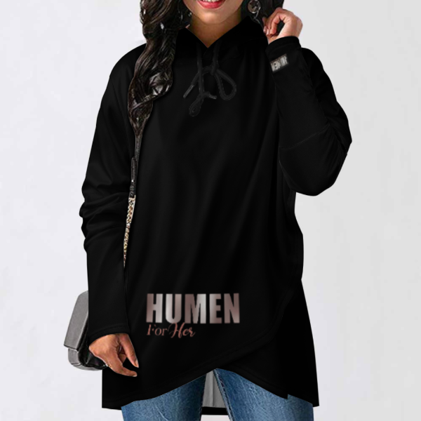 HUMEN For Her Designer Mid-Length Slim Fit Hoodie Sweatshirt